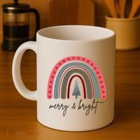 Merry And Bright Rainbow Holiday Coffee Mug thumb 4