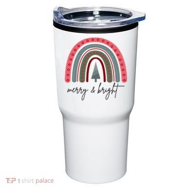 Merry And Bright Rainbow Holiday Tumbler