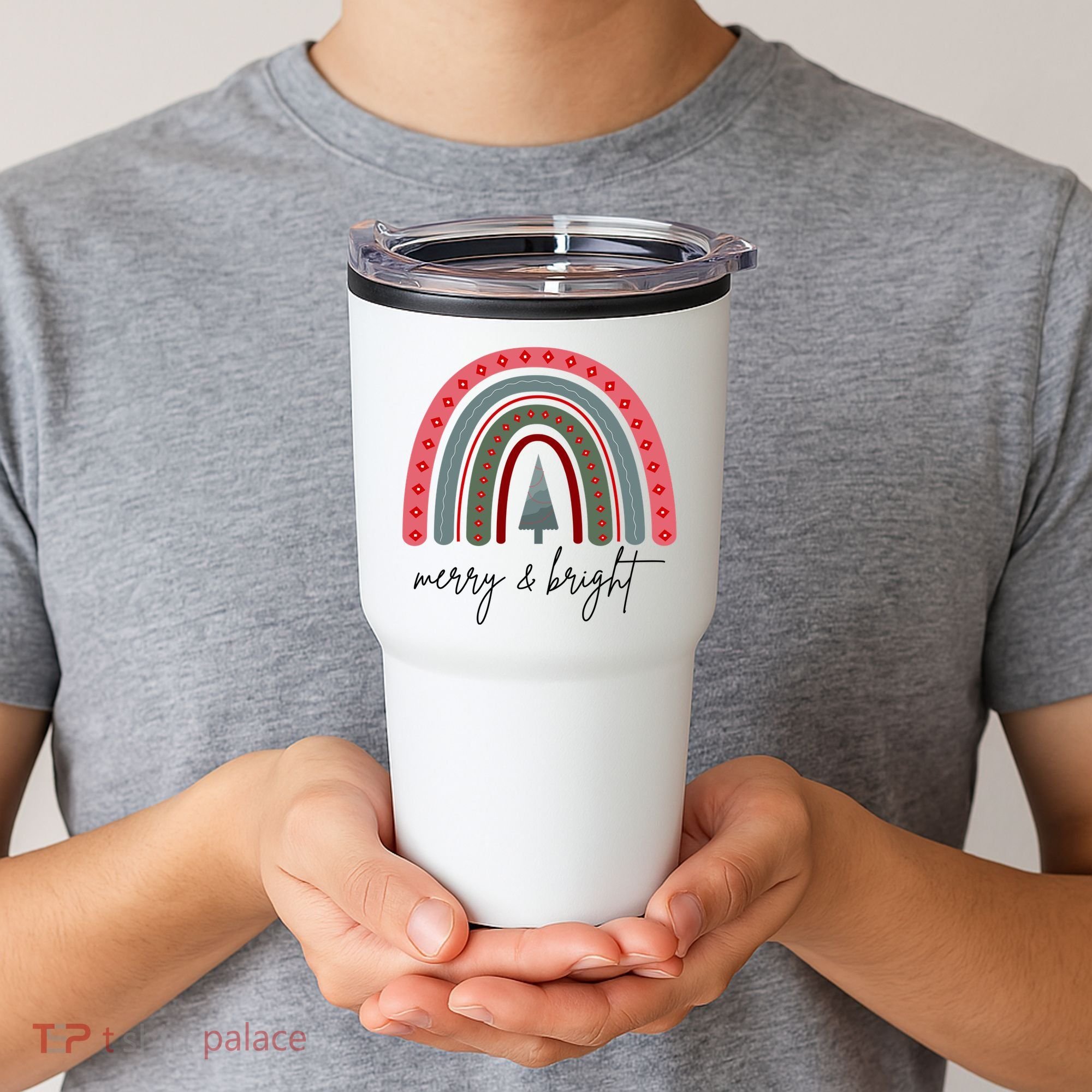Merry And Bright Rainbow Holiday Tumbler