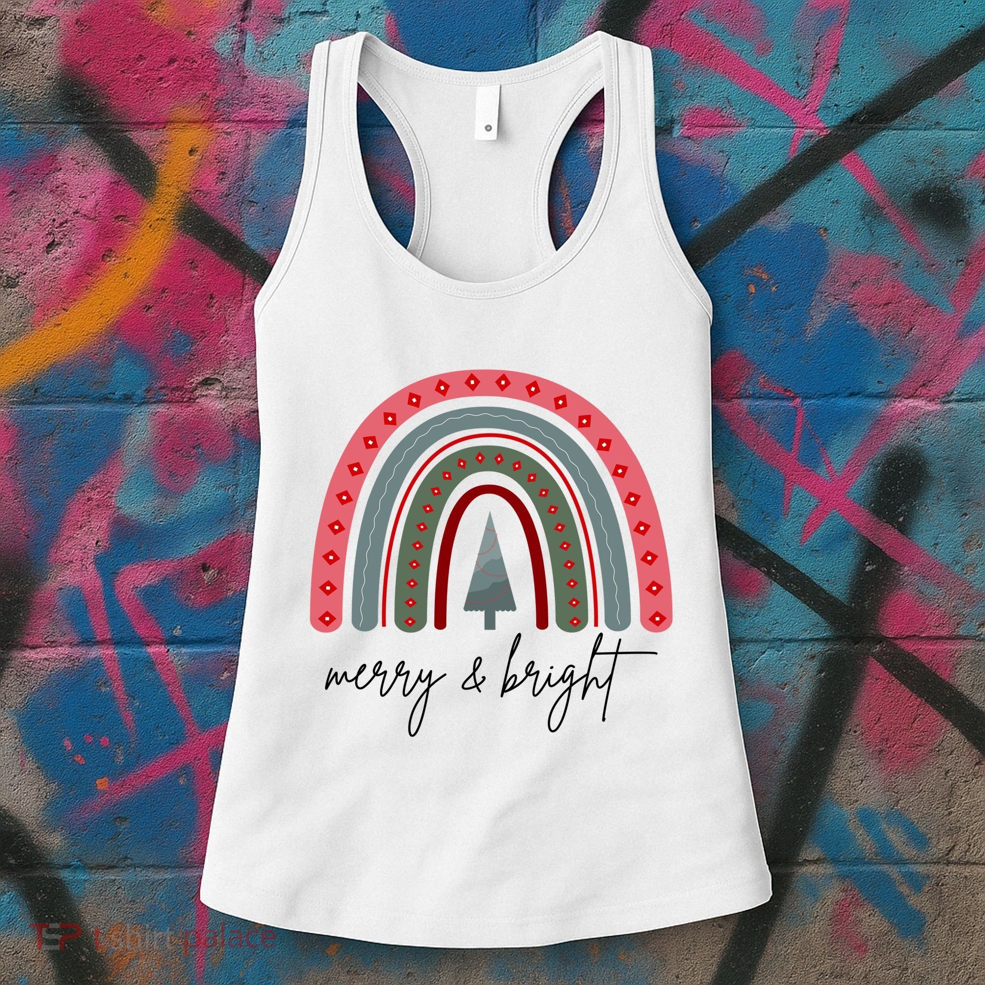 Merry And Bright Rainbow Holiday Women's Tank Top
