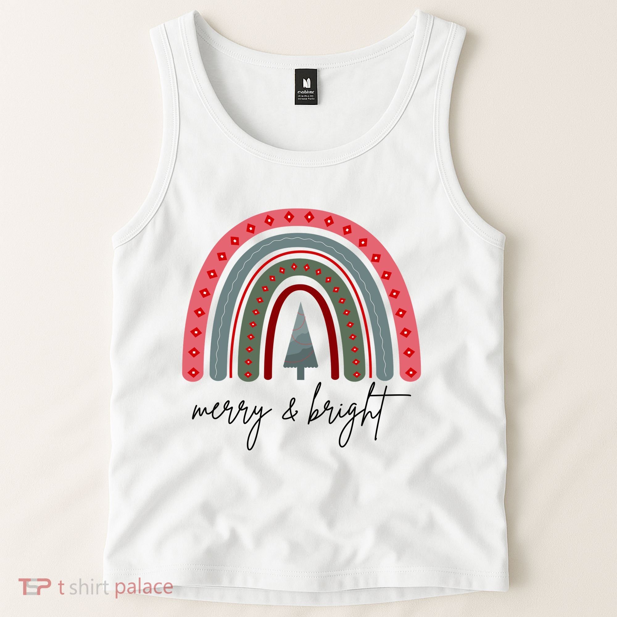 Merry And Bright Rainbow Holiday Tank Top