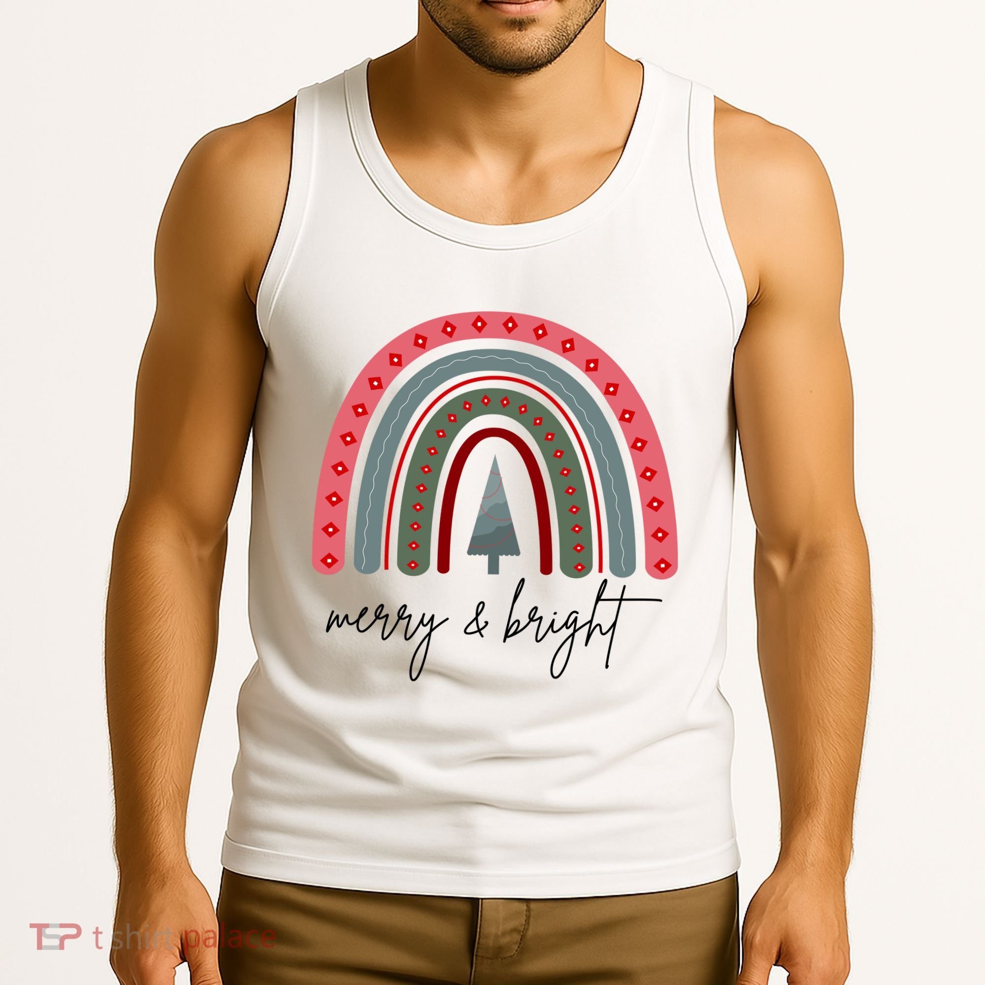 Merry And Bright Rainbow Holiday Tank Top