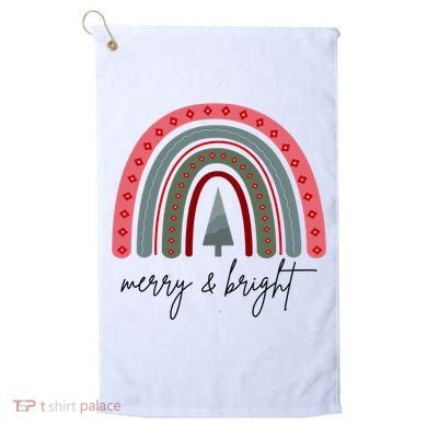Merry And Bright Rainbow Holiday Golf Towel