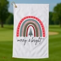 Merry And Bright Rainbow Holiday Golf Towel thumb 1