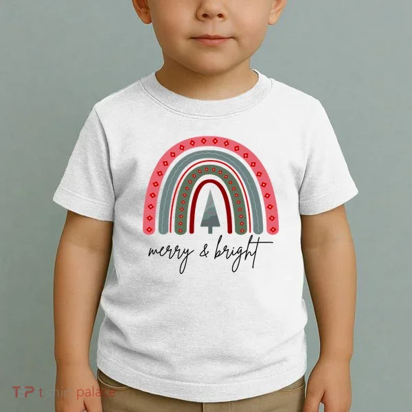 Merry And Bright Rainbow Holiday Toddler T-Shirt
