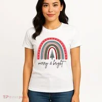 Merry And Bright Rainbow Holiday Women's T-Shirt thumb 4
