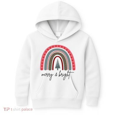 Merry And Bright Rainbow Holiday Kids Hoodie