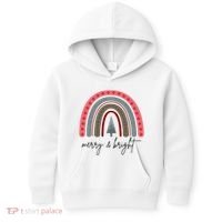 Merry And Bright Rainbow Holiday Kids Hoodie thumb 0