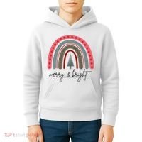Merry And Bright Rainbow Holiday Kids Hoodie thumb 4