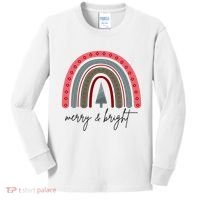 Merry And Bright Rainbow Holiday Kids Long Sleeve Shirt thumb 0