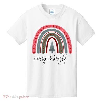 Merry And Bright Rainbow Holiday Kids T-Shirt