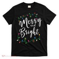 Merry and Bright Christmas Lights Xmas Holiday Family Match T-Shirt thumb 0