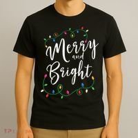Merry and Bright Christmas Lights Xmas Holiday Family Match T-Shirt thumb 3