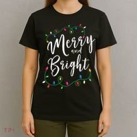 Merry and Bright Christmas Lights Xmas Holiday Family Match T-Shirt thumb 4