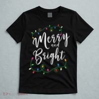 Merry and Bright Christmas Lights Xmas Holiday Family Match T-Shirt thumb 5