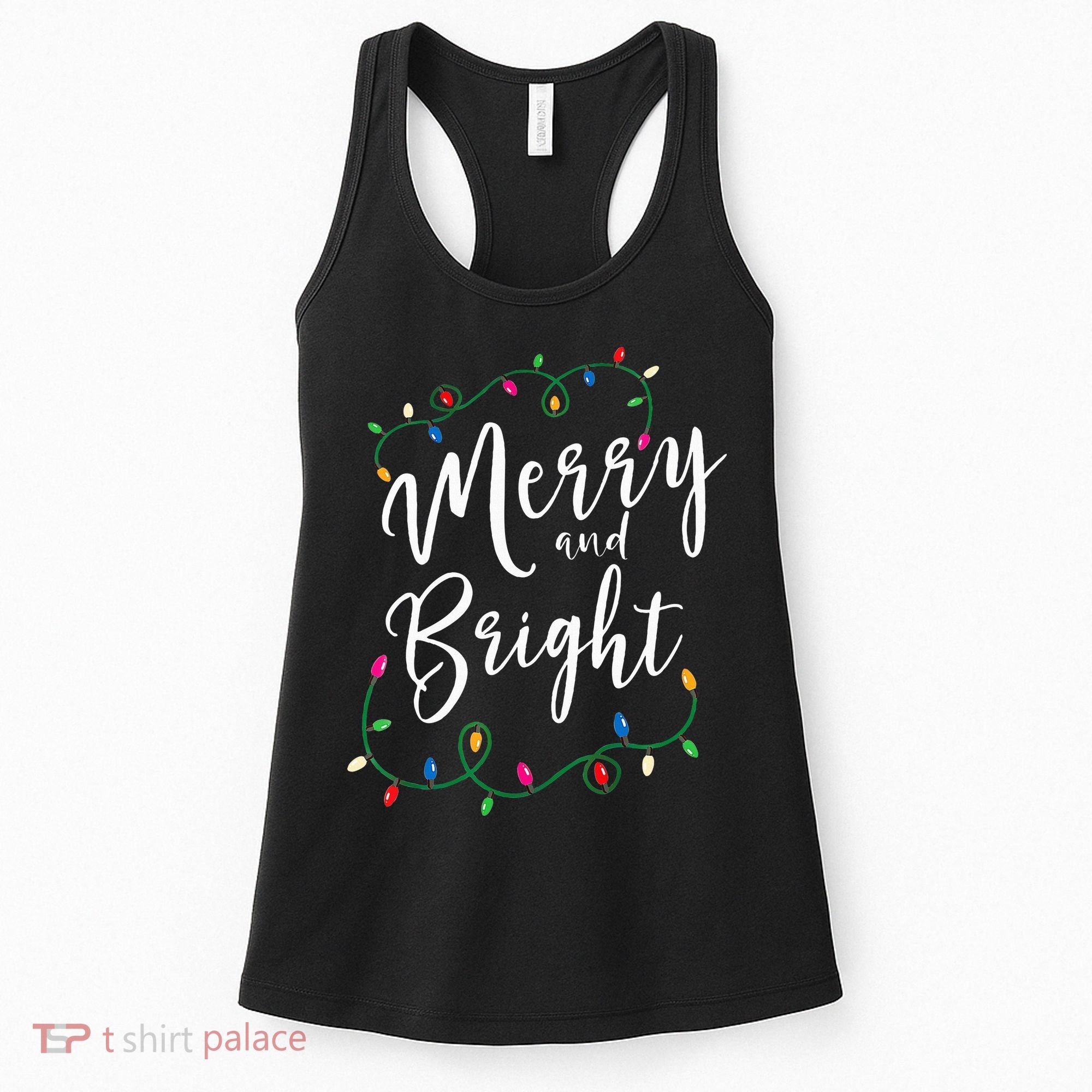 Merry and Bright Christmas Lights Xmas Holiday Family Match Women's Tank Top