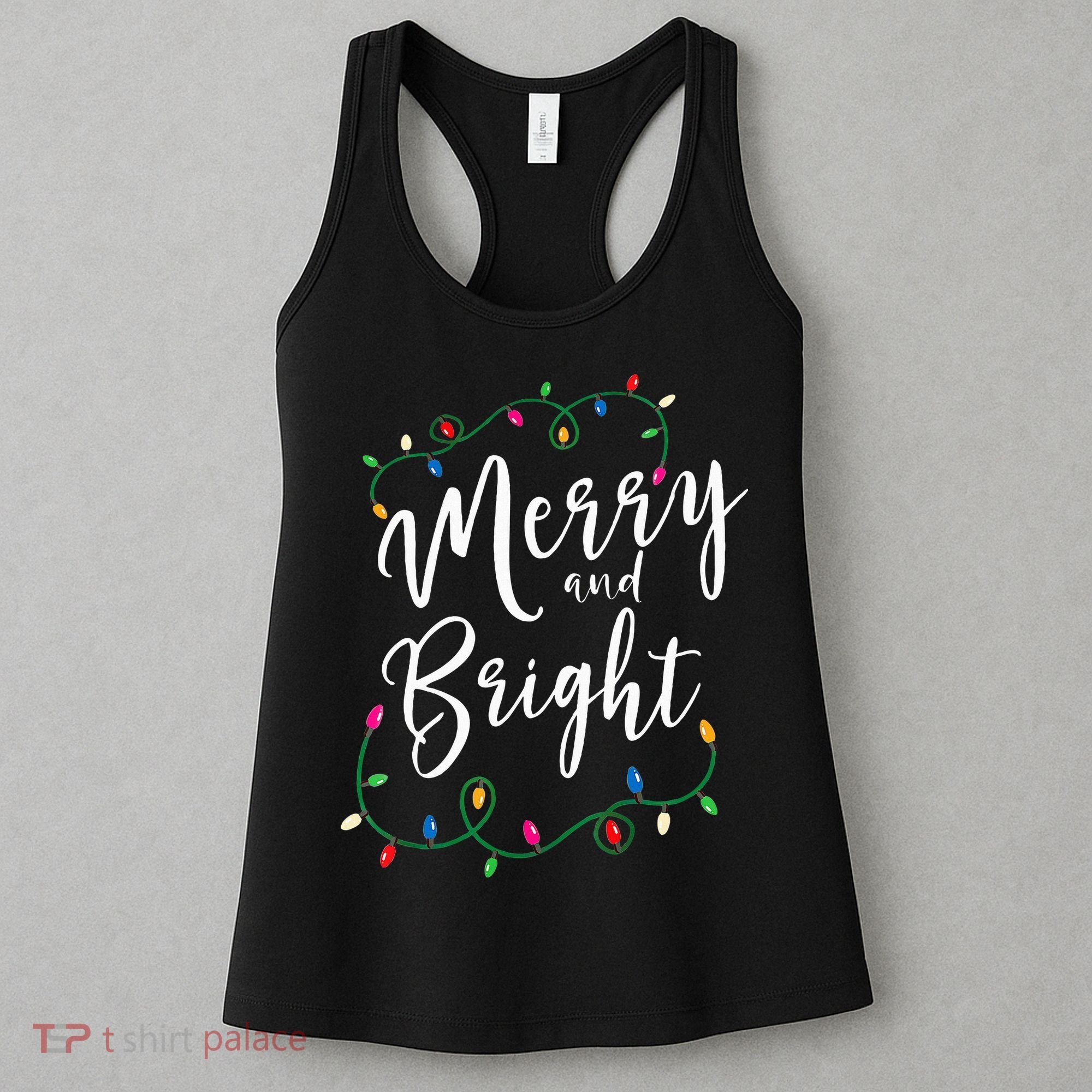 Merry and Bright Christmas Lights Xmas Holiday Family Match Women's Tank Top