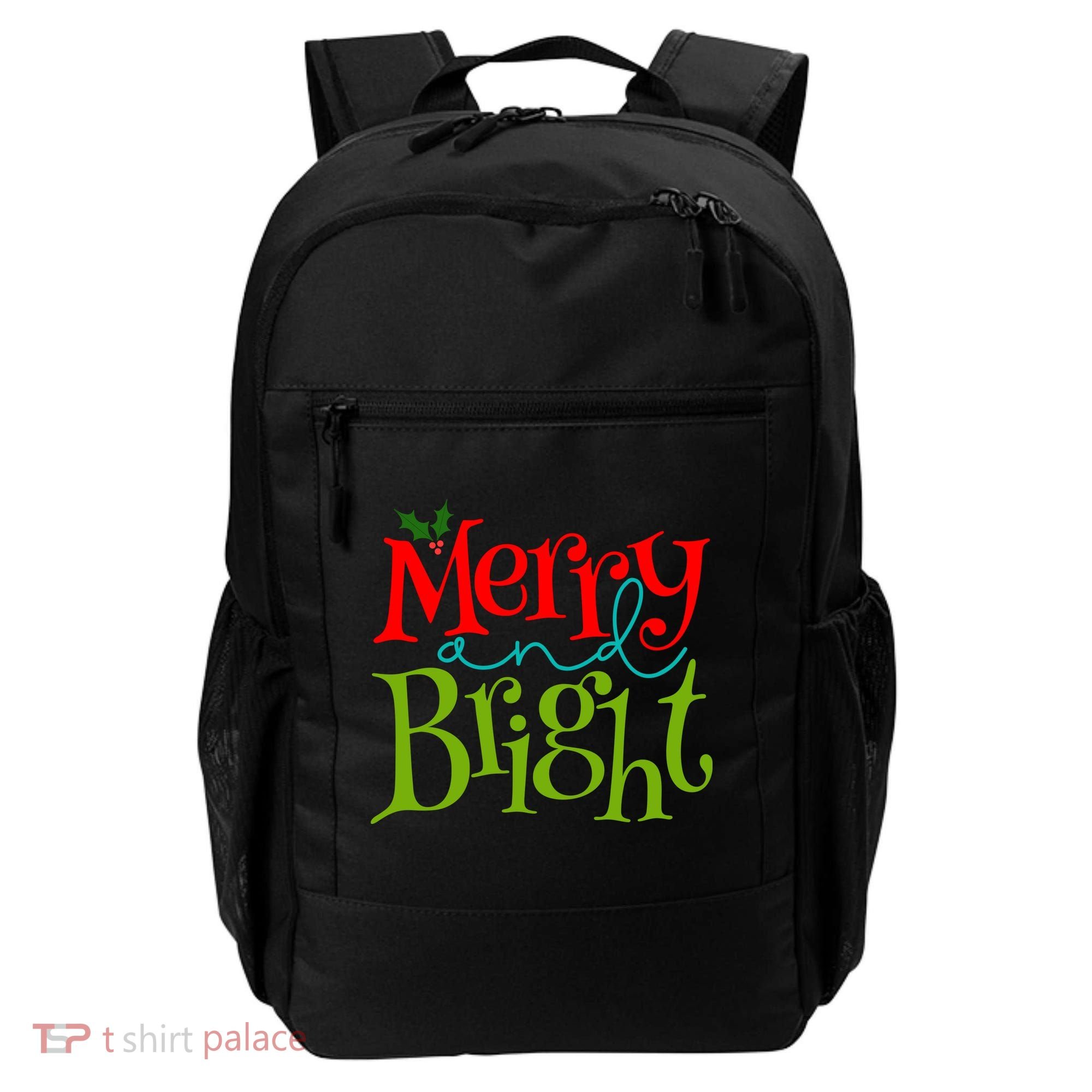 Merry And Bright Christmas Holiday Festive Backpack