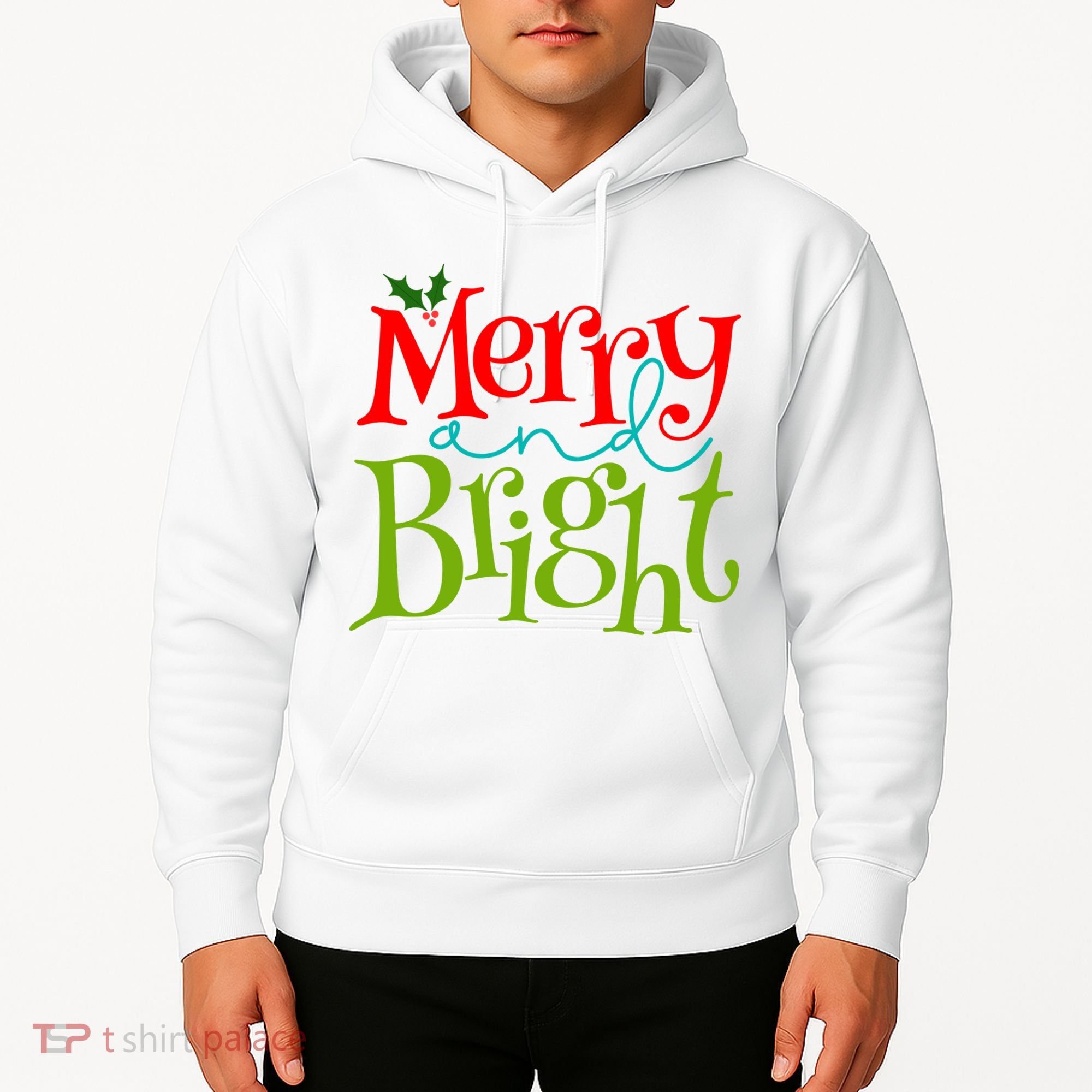 Merry And Bright Christmas Holiday Festive Hoodie