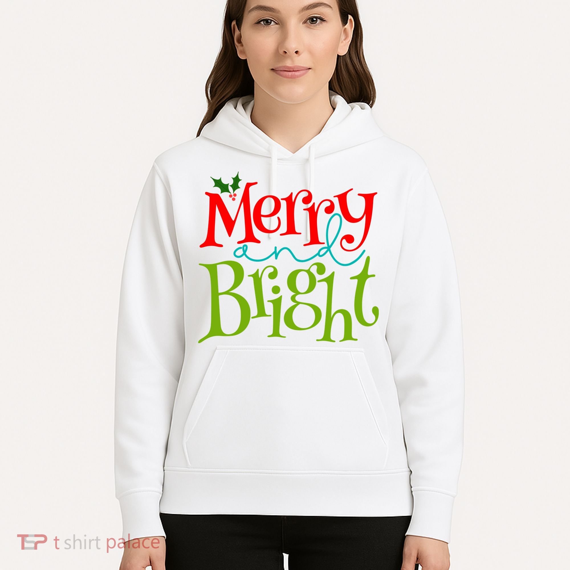 Merry And Bright Christmas Holiday Festive Hoodie