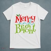 Merry And Bright Christmas Holiday Festive T-Shirt thumb 5