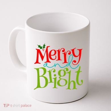 Merry And Bright Christmas Holiday Festive Coffee Mug