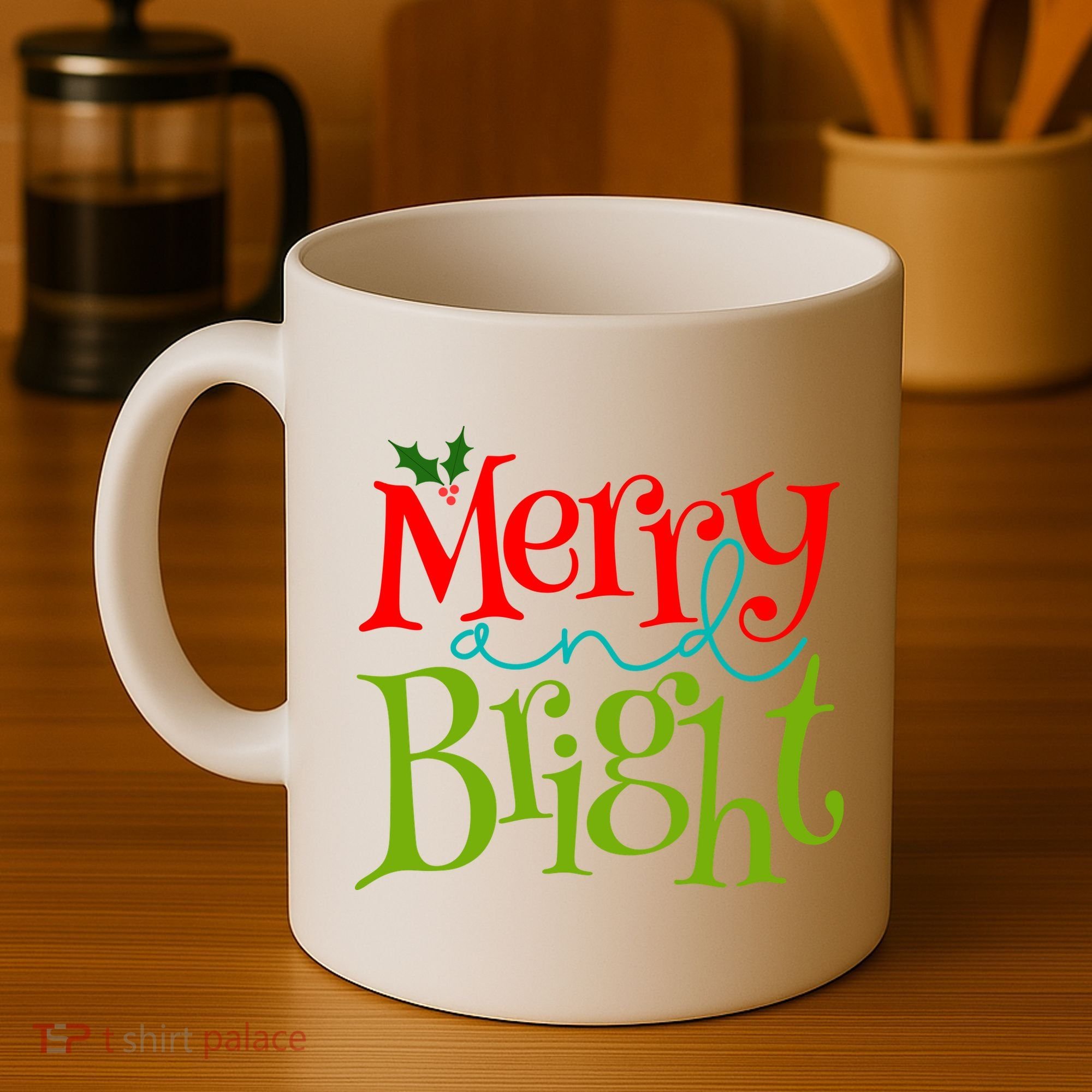 Merry And Bright Christmas Holiday Festive Coffee Mug