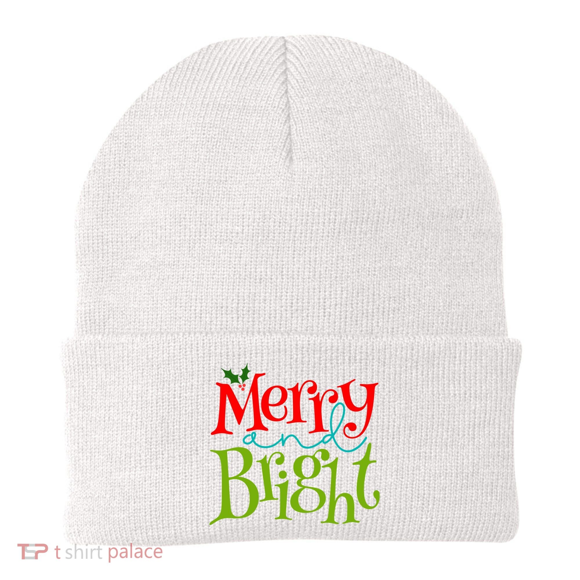 Merry And Bright Christmas Holiday Festive Beanie