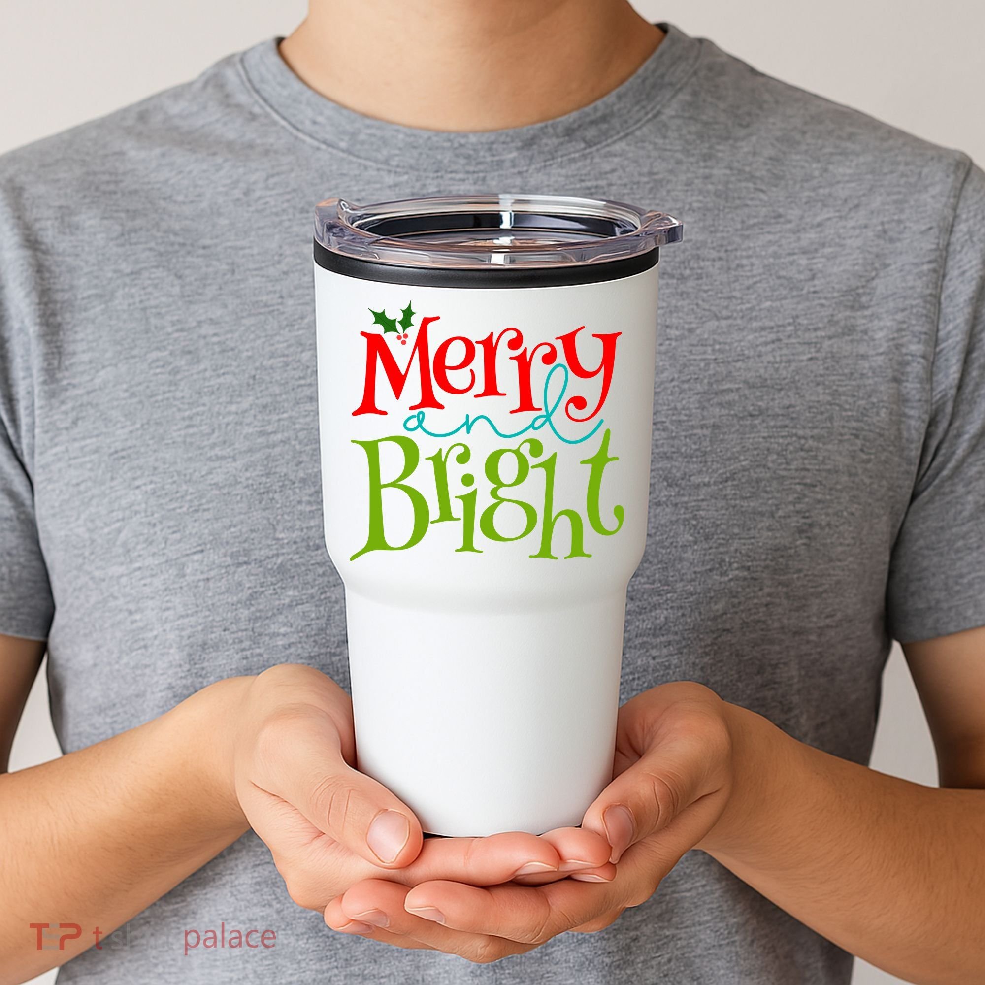 Merry And Bright Christmas Holiday Festive Tumbler