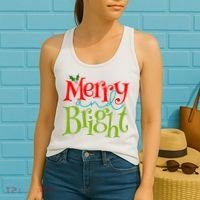 Merry And Bright Christmas Holiday Festive Women's Tank Top thumb 2