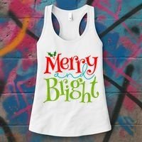 Merry And Bright Christmas Holiday Festive Women's Tank Top thumb 3