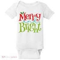 Merry And Bright Christmas Holiday Festive Baby Bodysuit thumb 0