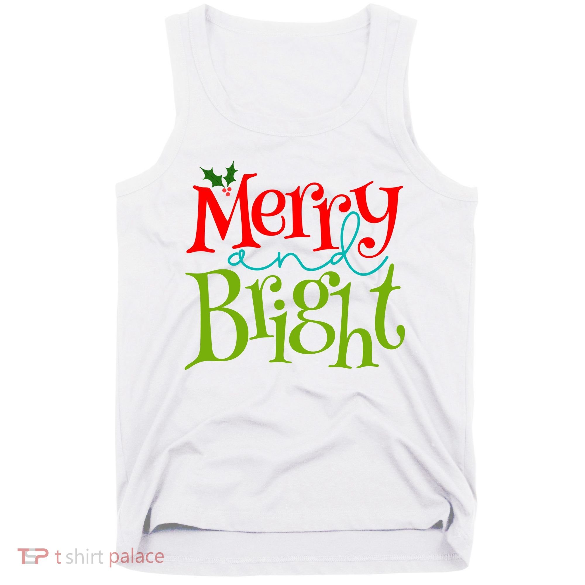 Merry And Bright Christmas Holiday Festive Tank Top