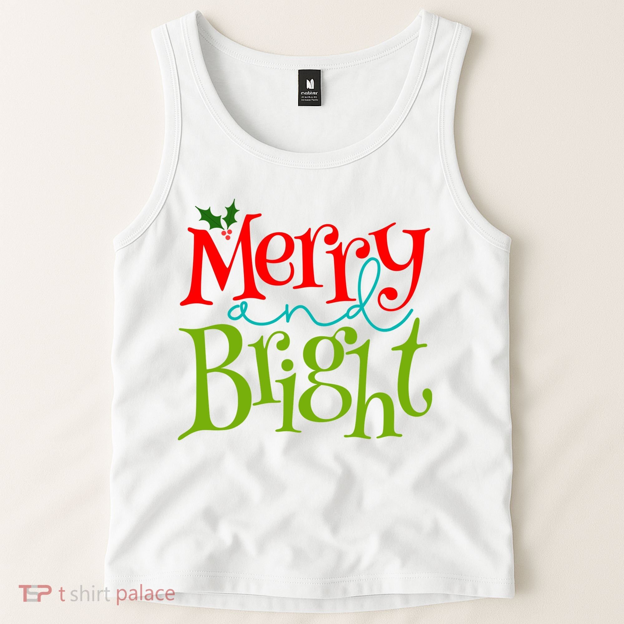 Merry And Bright Christmas Holiday Festive Tank Top