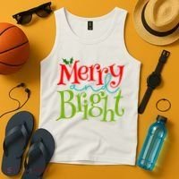 Merry And Bright Christmas Holiday Festive Tank Top thumb 4