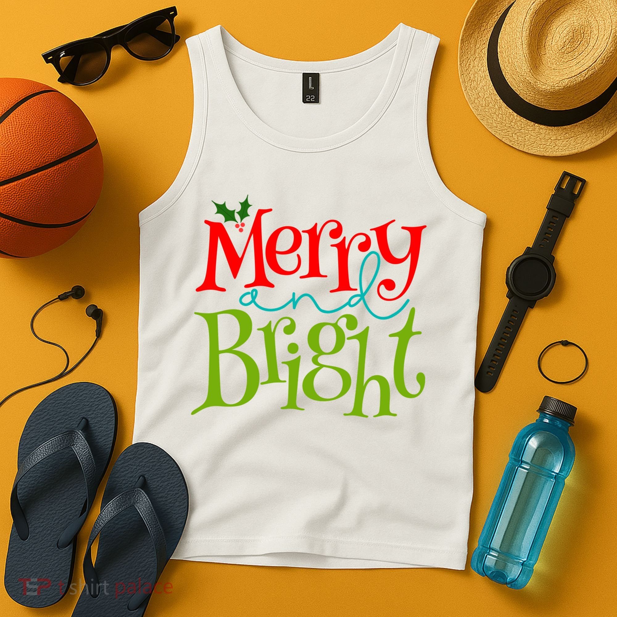Merry And Bright Christmas Holiday Festive Tank Top