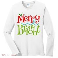 Merry And Bright Christmas Holiday Festive Women's Long Sleeve Shirt thumb 0