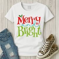 Merry And Bright Christmas Holiday Festive Women's T-Shirt thumb 3
