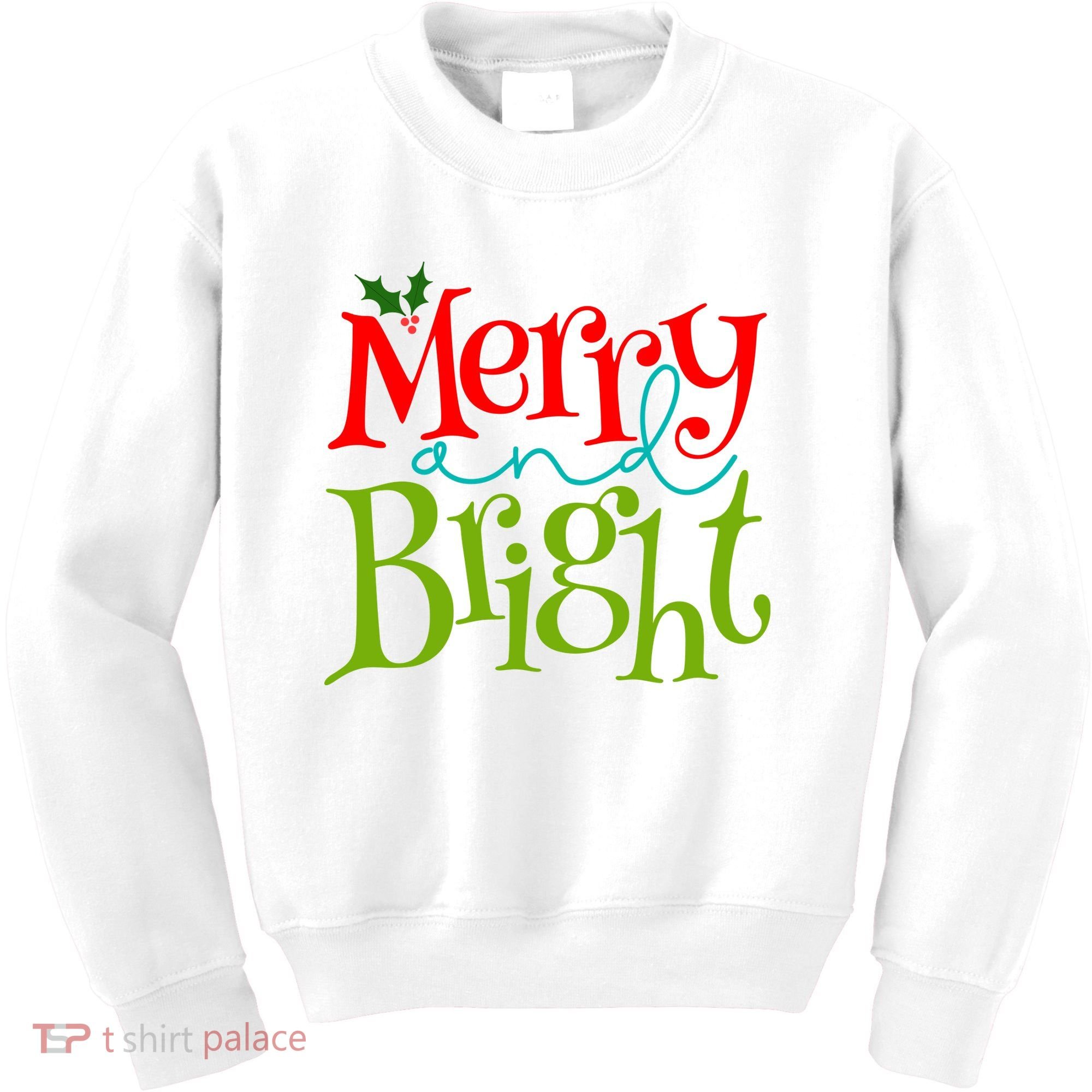 Merry And Bright Christmas Holiday Festive Kids Sweatshirt