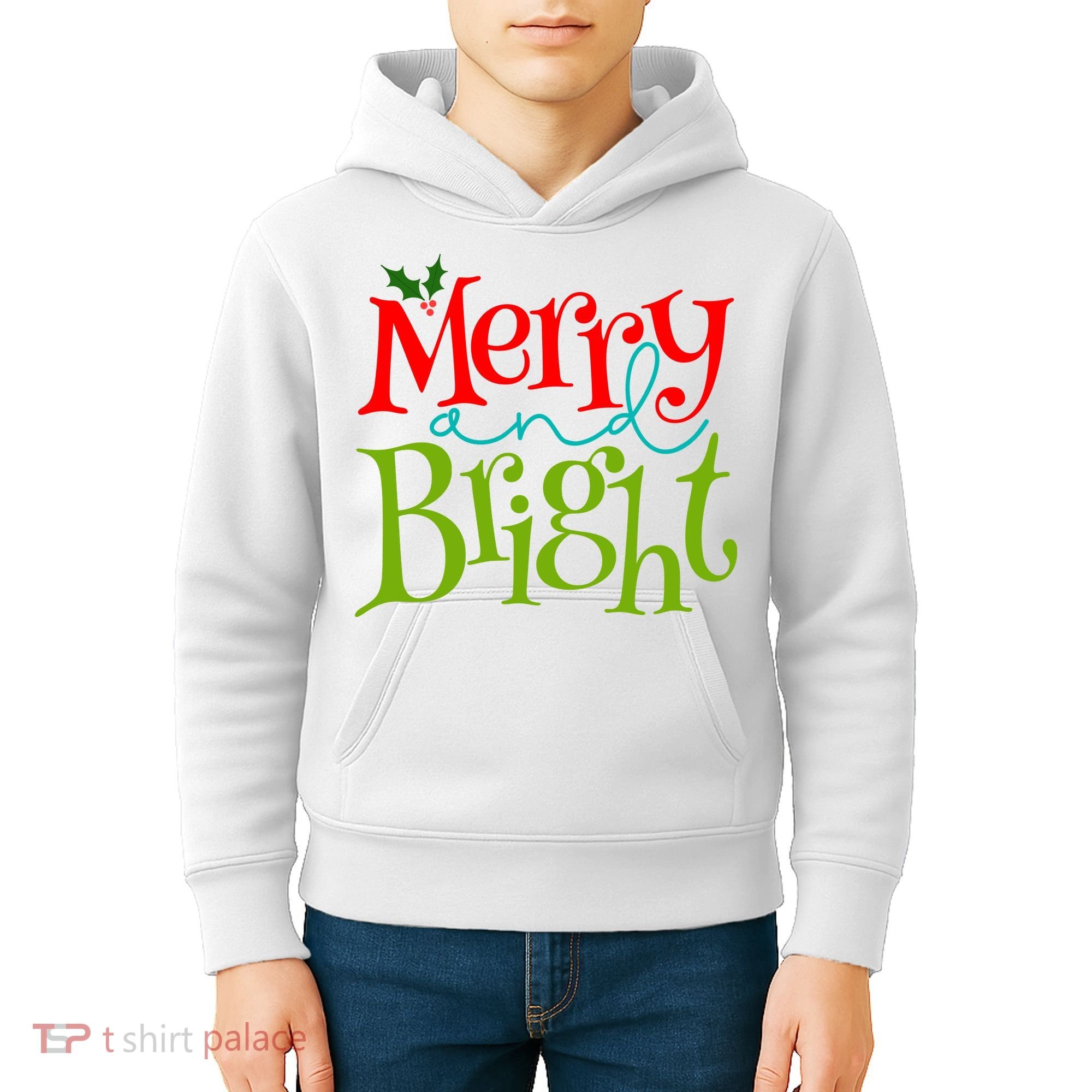 Merry And Bright Christmas Holiday Festive Kids Hoodie