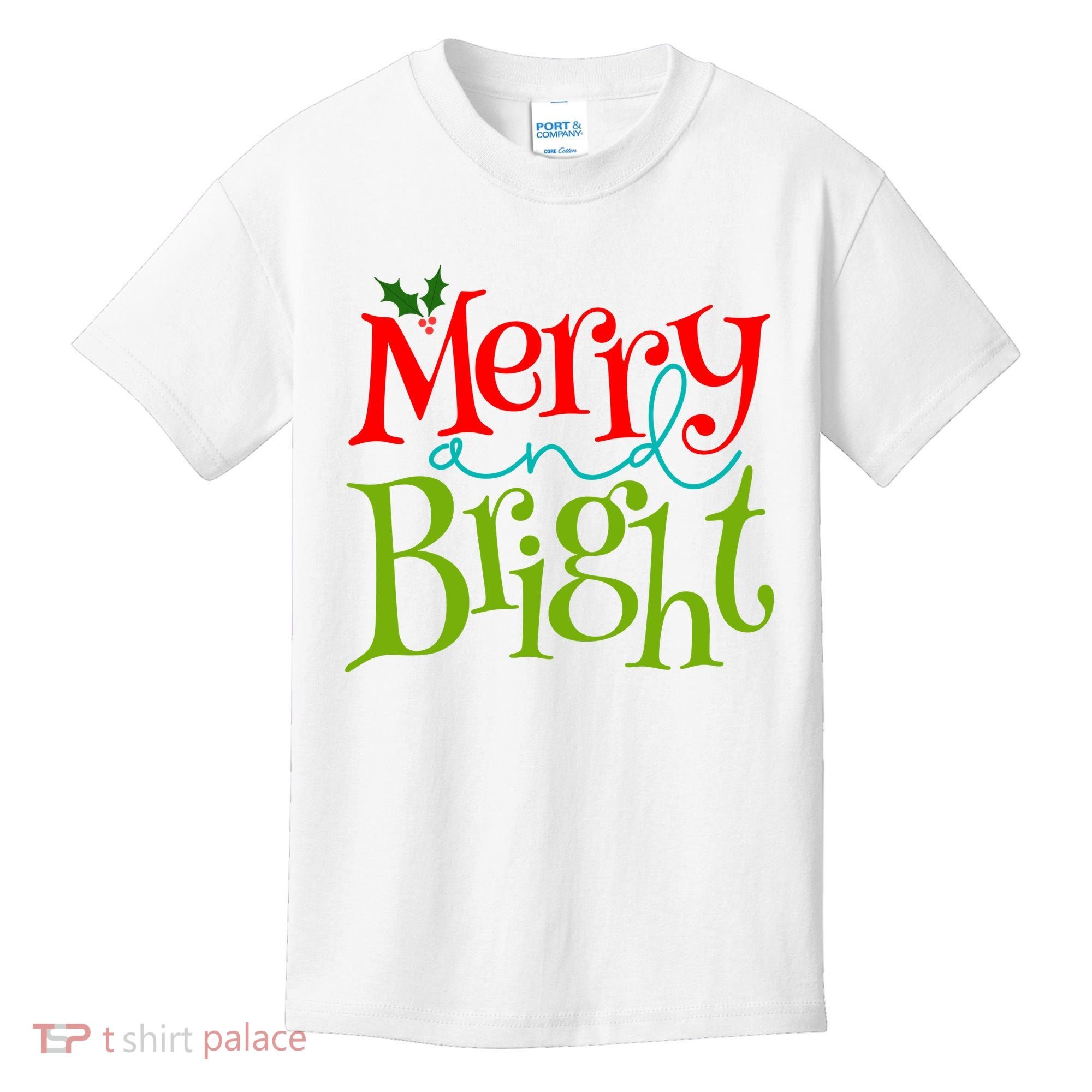 Merry And Bright Christmas Holiday Festive Kids T-Shirt