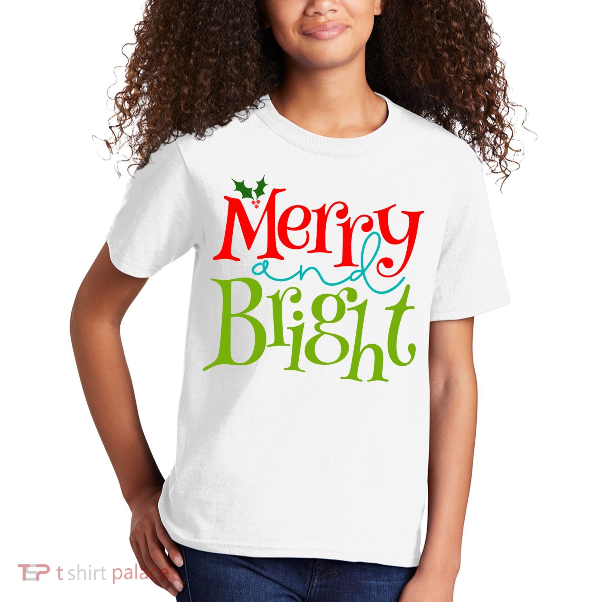 Merry And Bright Christmas Holiday Festive Kids T-Shirt