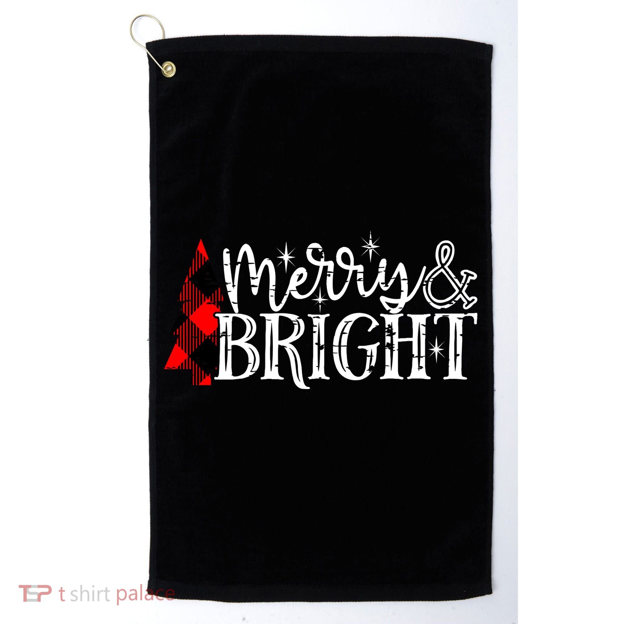 Merry And Bright Cute Christmas Gift Golf Towel