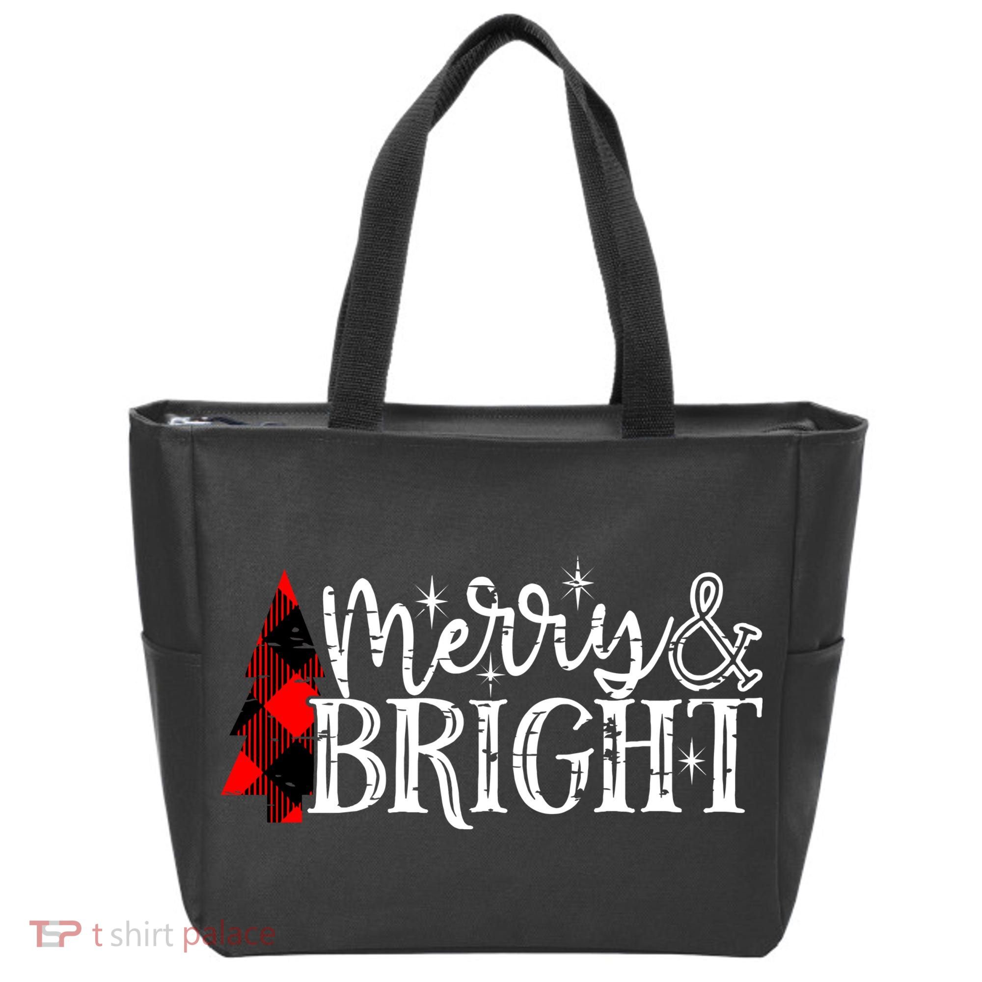 Merry And Bright Cute Christmas Gift Tote Bag