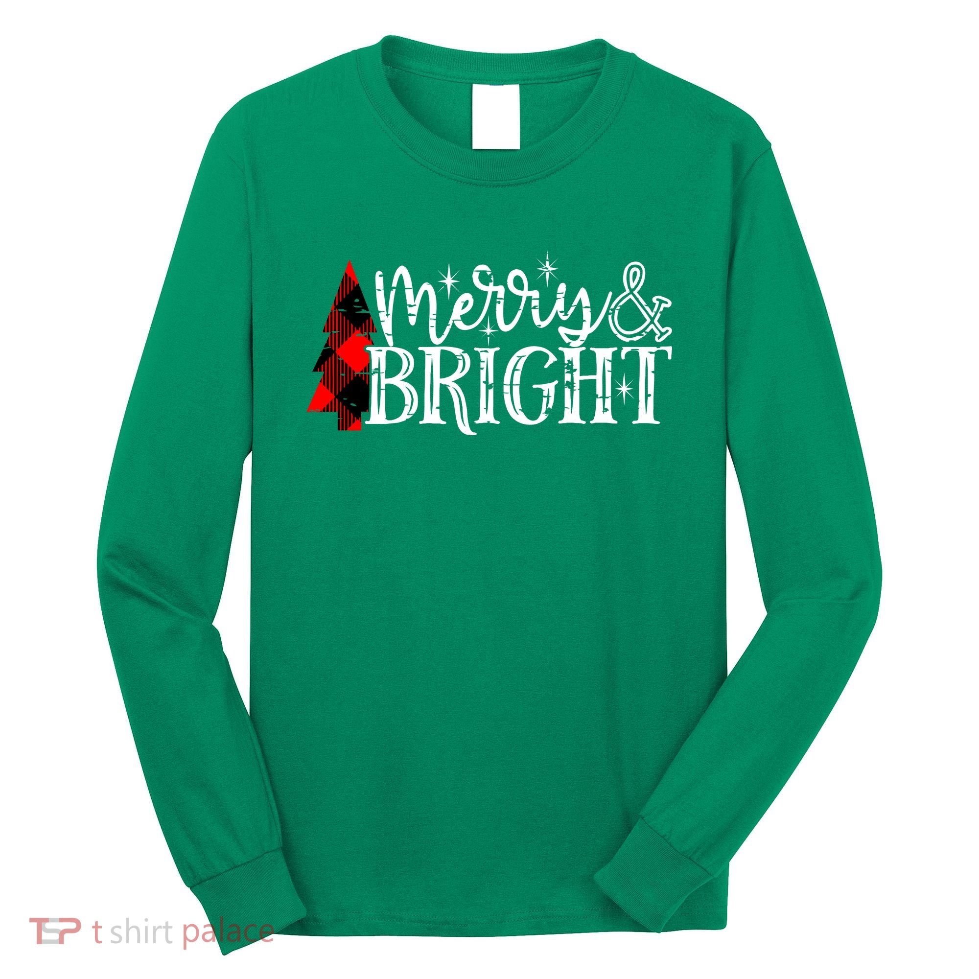 Merry And Bright Cute Christmas Gift Long Sleeve Shirt