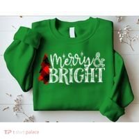 Merry And Bright Cute Christmas Gift Sweatshirt thumb 2