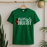Merry And Bright Cute Christmas Gift T-Shirt thumb 2