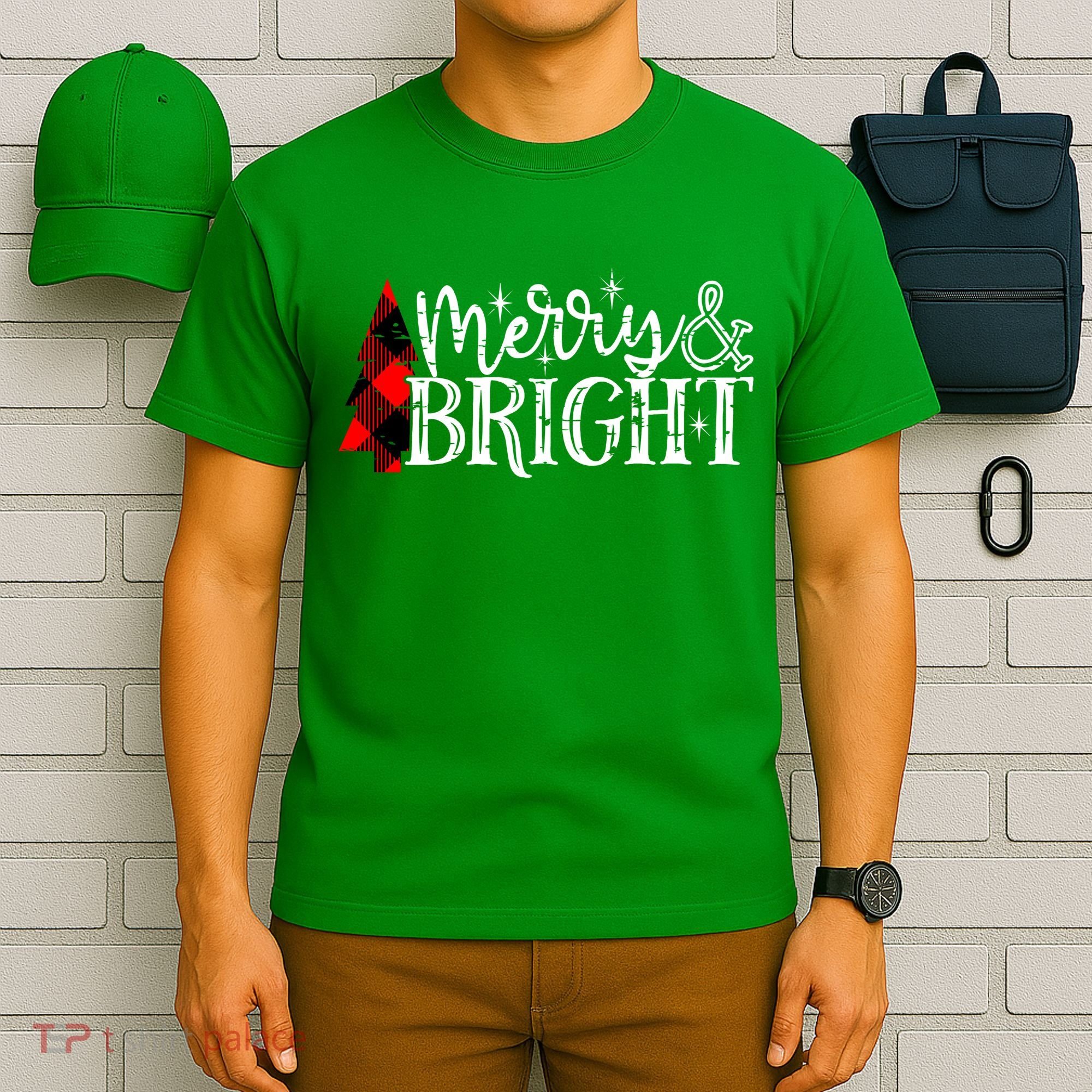 Merry And Bright Cute Christmas Gift T-Shirt