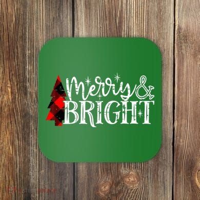 Merry And Bright Cute Christmas Gift Coaster