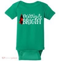 Merry And Bright Cute Christmas Gift Baby Bodysuit thumb 0